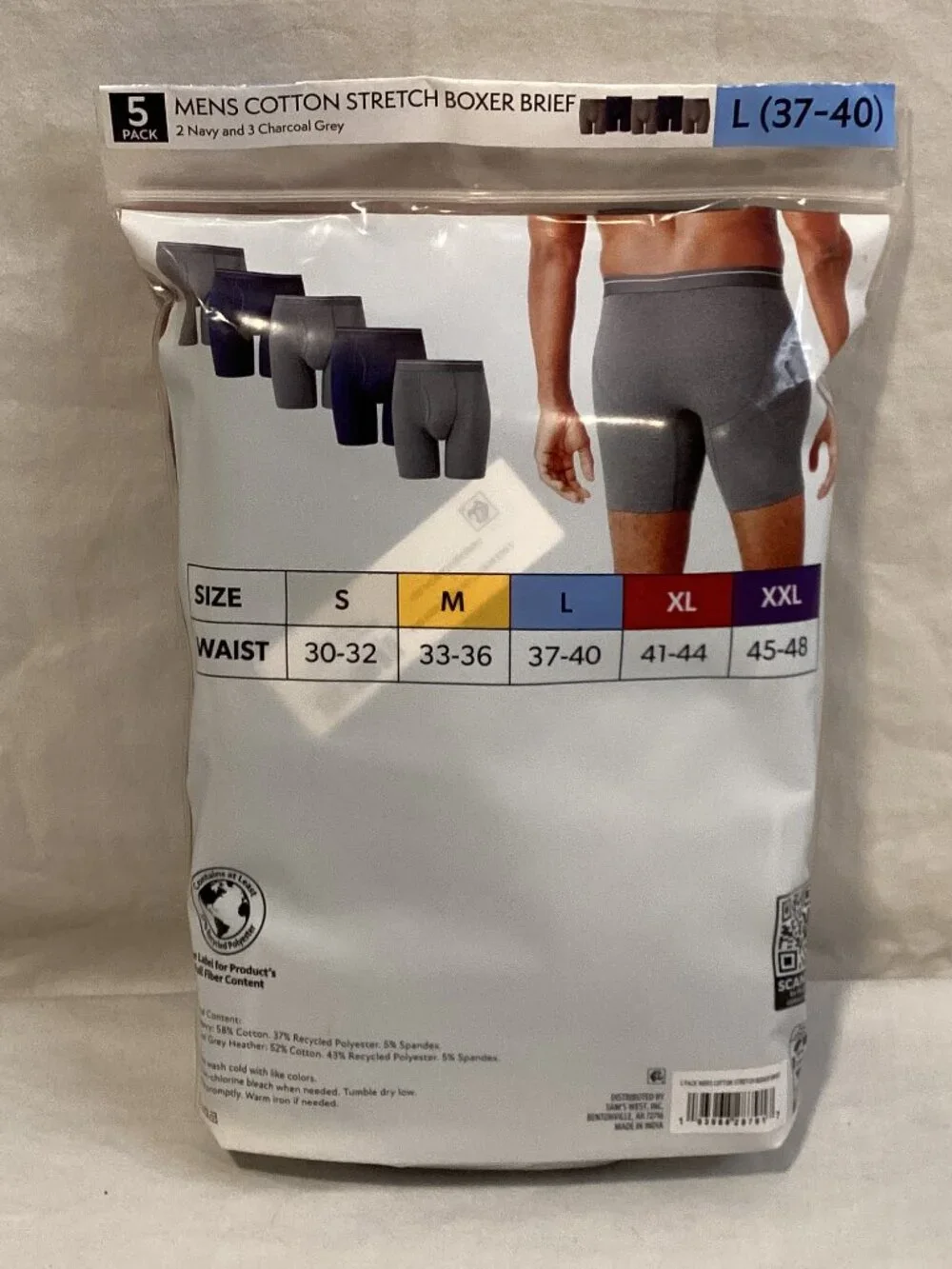 Member's Mark Men's 5-Pack Cotton Stretch Boxer Brief